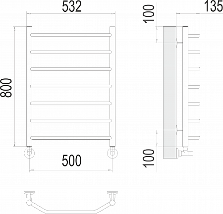 Виктория П8 500х800 Полотенцесушитель  TERMINUS Красноярск - фото 3