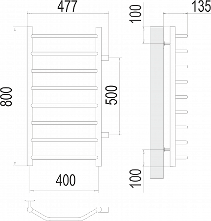 Виктория П8 400х800 бп500 Полотенцесушитель  TERMINUS Красноярск - фото 3