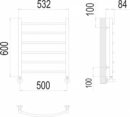 Классик П6 500х600 Полотенцесушитель  TERMINUS Красноярск - фото 3