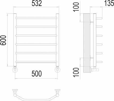 Виктория П6 500х600 Полотенцесушитель  TERMINUS Красноярск - фото 3