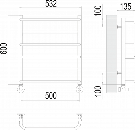 Евромикс П6 500х600 Полотенцесушитель  TERMINUS Красноярск - фото 3