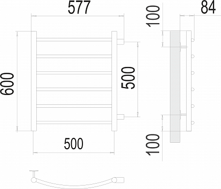 Классик П6 500х600 бп500 Полотенцесушитель  TERMINUS Красноярск - фото 3