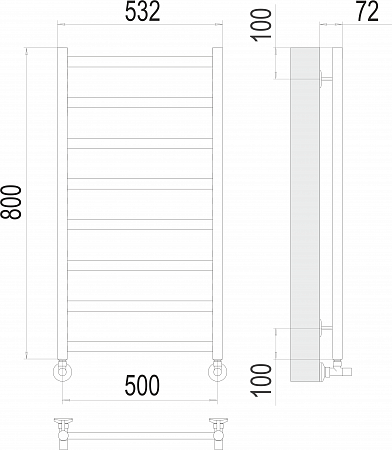 Аврора П8 500х800 Полотенцесушитель  TERMINUS Красноярск - фото 3