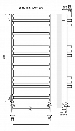 Линц П15 500х1200 Полотенцесушитель  TERMINUS Красноярск - фото 3