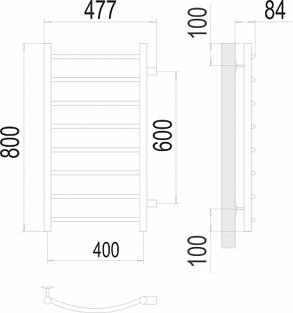 Классик П8 400х800 бп600 Полотенцесушитель  TERMINUS Красноярск - фото 3