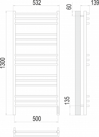 Прато П15 500х1300 электро (sensor quick touch) Полотенцесушитель  TERMINUS Красноярск - фото 3