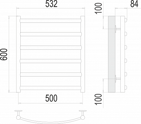 Атланта+ П6 500х600 Полотенцесушитель  TERMINUS Красноярск - фото 3