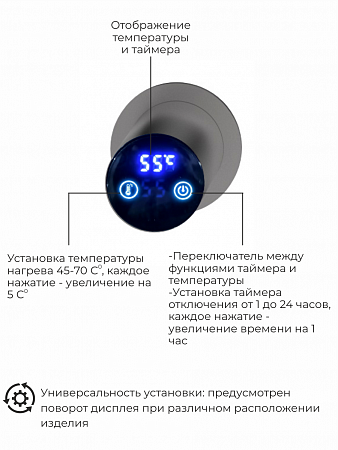Рондо П2 350х760 электро Полотенцесушитель TERMINUS Оружейная сталь Красноярск - фото 5