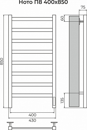 Ното П8 400х850 Электро (quick touch) Полотенцесушитель TERMINUS Красноярск - фото 3
