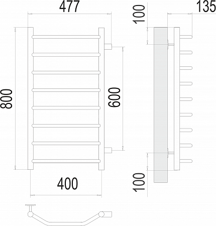 Виктория П8 400х800 бп600 Полотенцесушитель  TERMINUS Красноярск - фото 3