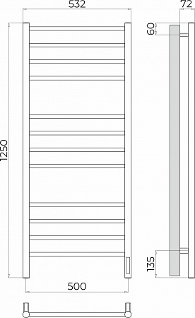 Аврора П12 500х1250 Электро (quick touch) Полотенцесушитель TERMINUS Красноярск - фото 3