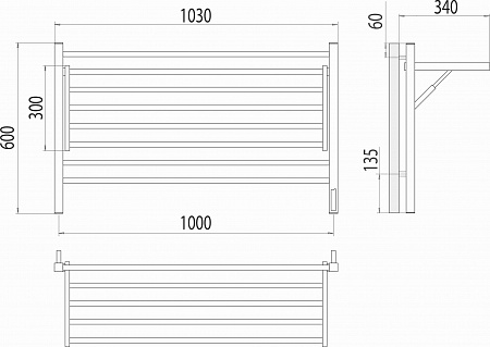 Горизонт П8 1000х600 электро КС ЧЕРНЫЙ МУАР (sensor quick touch) Полотенцесушитель TERMINUS Красноярск - фото 5